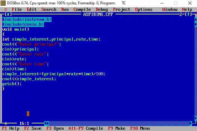 Simple Interest Function In C