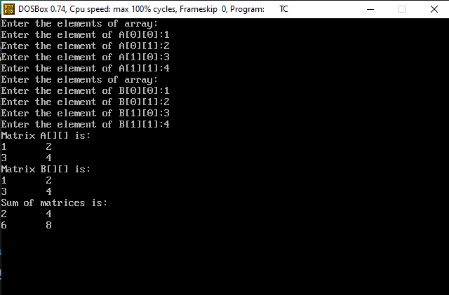 Array Addition Output